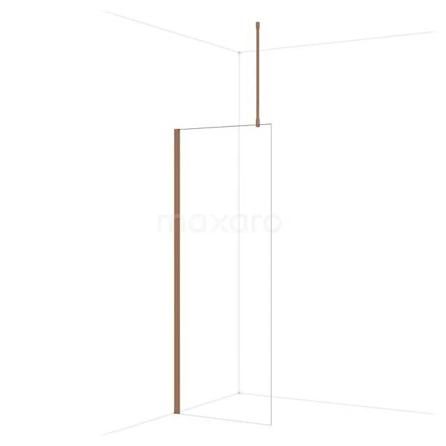 Diamond Inloopdouche | 80 cm Glanzend koper Helder glas Vaste wand IDA08710GKP Inloopdouche met minimalistisch design, frame in mat goudkleur en glazen wand, perfect voor een stijlvolle badkamer.