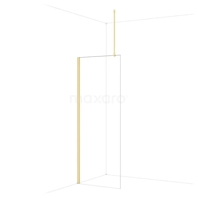 Diamond begehbare Dusche | 80 cm Glänzendes Hellgold Feste Wand IDA08710GLG Minimalistische Duschwand mit goldenem Rahmen, Eckdesign ideal für moderne Bäder, hergestellt aus robustem gehärtetem Glas.