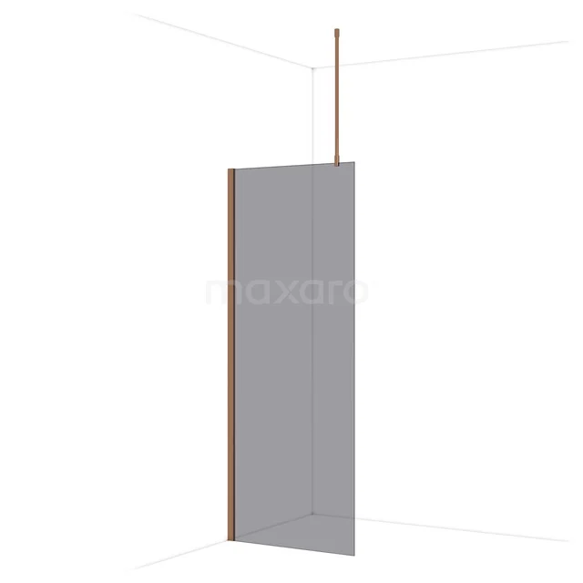 Diamond Walk-in shower | 80 cm Shiny copper Smoke glass Fixed wall IDA08711GKP Matte zwarte douchewand met aluminium frame, hoekprofiel en stabilisatiestang, perfecte keuze voor een stijlvolle badkamer.