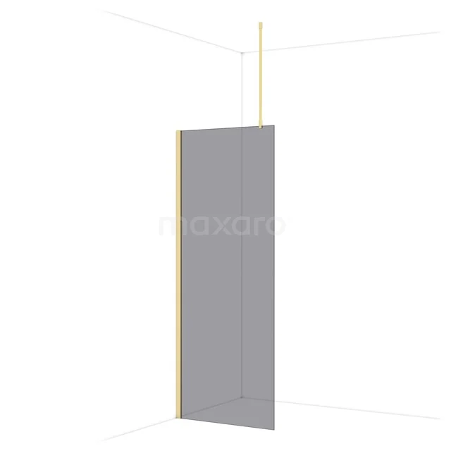 Diamond Walk-in shower | 80 cm Glanzend lichtgoud Smoke glass Fixed wall IDA08711GLG Inloopdouchewand glashelder, mat zwart frame, strak design, perfect voor een moderne badkamerstijl.