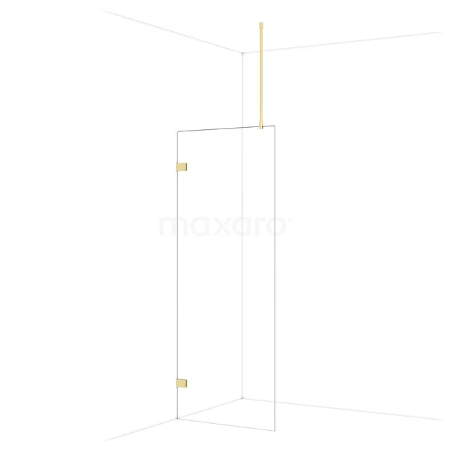 Diamond Walk-in shower | 80 cm Shiny light gold Clear glass Fixed wall IDA08720GLG Shower door transparent glass, gold-coloured hinges, minimalist design, ideal for a modern bathroom.
