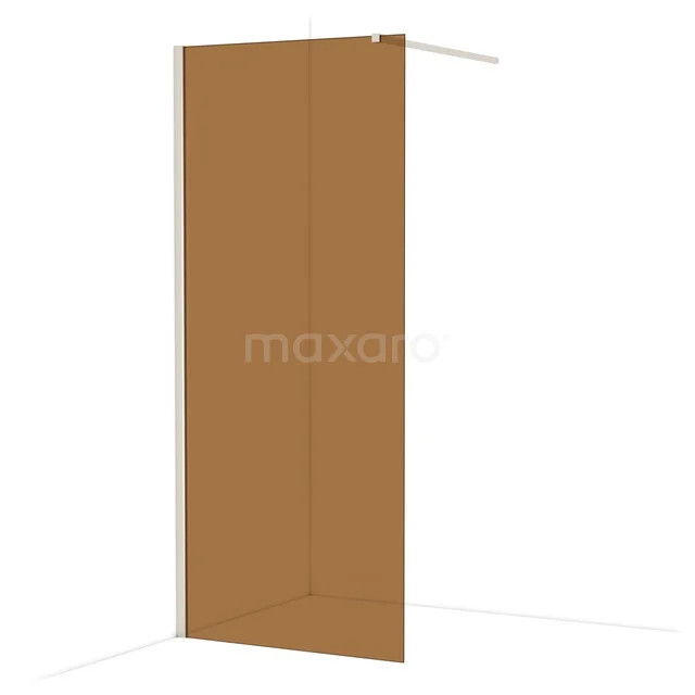 Diamond Walk-in shower | 90 cm Stainless steel Bronze glass Fixed wall IDA09119BR Stylish shower wall in matte copper colour, sleek design, durable glass for modern bathroom decor.