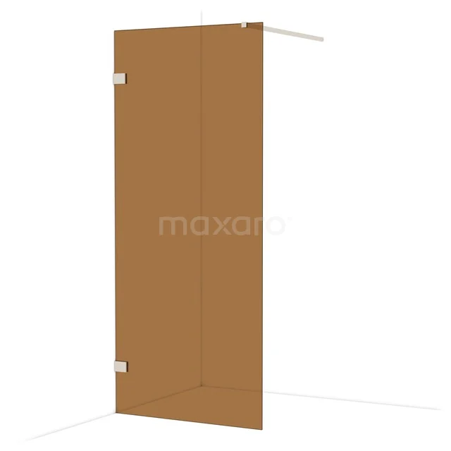 Diamond Walk-in shower | 90 cm Stainless steel Bronze glass Fixed wall IDA09129BR Brown glass shower wall with corner profile, ideal for creating a modern bathroom style.