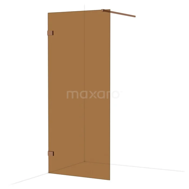 Diamond Walk-in shower | 90 cm Copper Bronsglas Fixed wall IDA09129KP Douchewand van bronsgekleurd glas met scharnierdeur, strak design, perfect voor een moderne badkamer.