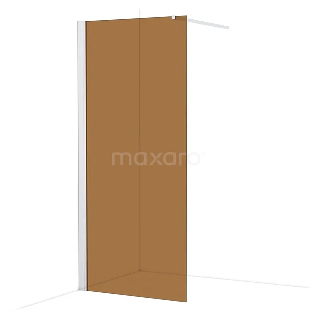 Diamond Walk-in shower | 90 cm Chrome Bronze glass Fixed wall IDA09139C Matte gold shower screen, minimalist design, frameless model of tempered glass, ideal for luxury bathroom styles.