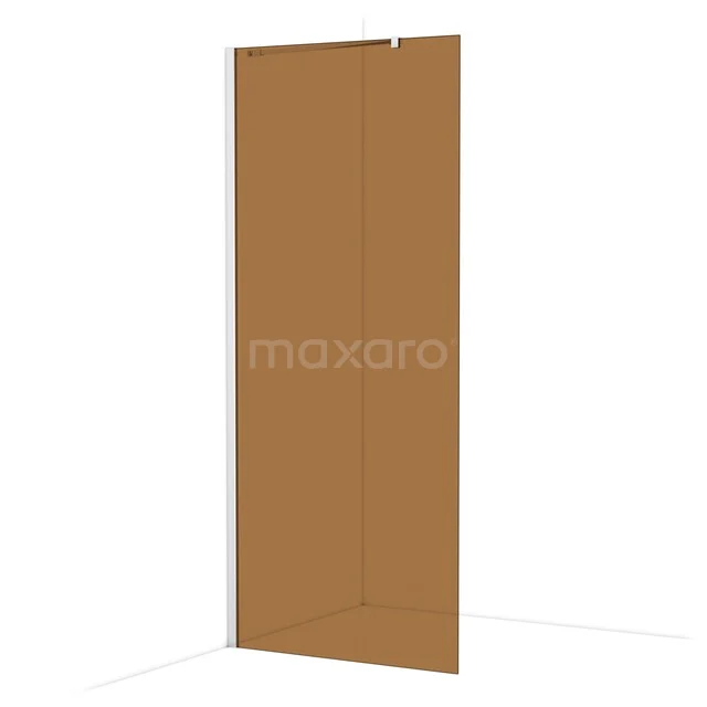 Diamond Walk-in shower | 90 cm Chrome Bronze glass Fixed wall IDA09219C Brown glass shower wall with corner profile, stylish and durable, perfect for a modern bathroom design.