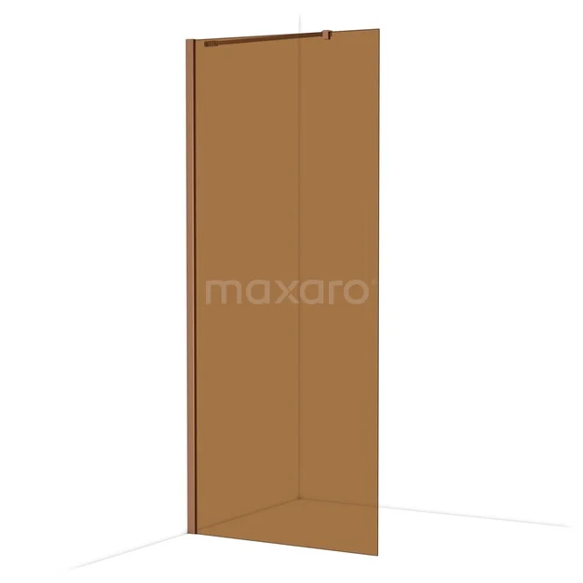 Diamond Walk-in shower | 90 cm Copper Bronze glass Fixed wall IDA09219KP Bronze shower wall made of tempered glass, suitable for modern bathrooms, with sleek design and minimalist finish.