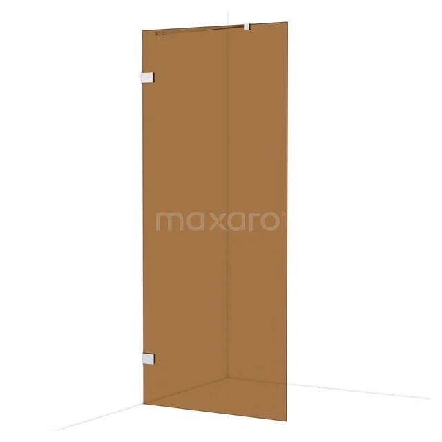 Diamond Walk-in shower | 90 cm Chrome Bronze glass Fixed wall IDA09229C Brown glass shower screen with a minimalist design, matte finish, ideal for a modern bathroom style.