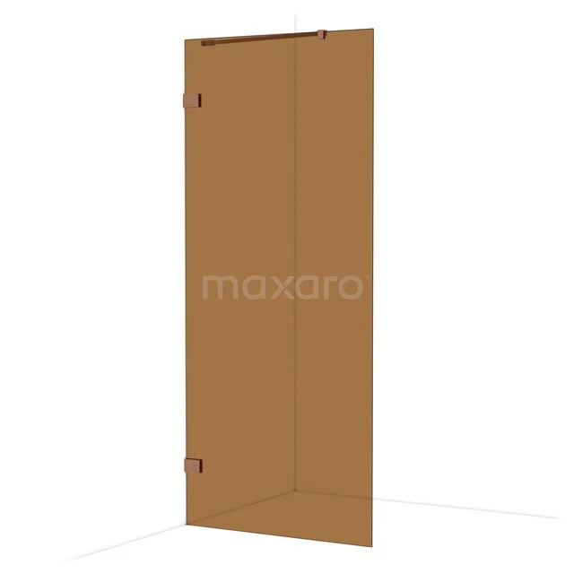 Diamond Walk-in shower | 90 cm Copper Bronze glass Fixed wall IDA09229KP Mat brown shower door made of tempered glass with corner design, perfect for a modern bathroom decor.