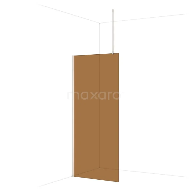 Diamond Walk-in shower | 90 cm Stainless steel Bronze glass Fixed wall IDA09719BR Bronze-coloured glass shower screen, minimalist design, foldable, ideal for a modern bathroom with a spacious feel.