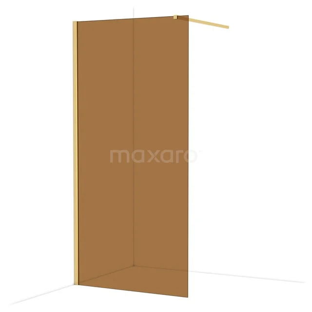 Diamond Walk-in shower | 100 cm Gold Bronze glass Fixed wall IDA10119GGN Gold shower screen with minimalist design, ideal for a modern bathroom. Made of glass with a sleek finish.