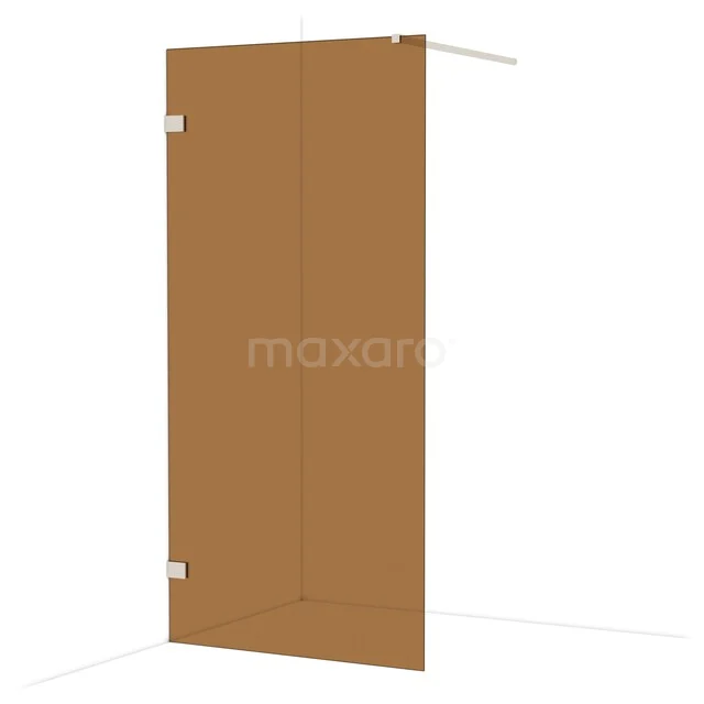 Diamond Walk-in shower | 100 cm Stainless steel Bronze glass Fixed wall IDA10129BR Shower wall in warm amber colour, frameless design, tempered glass, perfect for a modern bathroom.