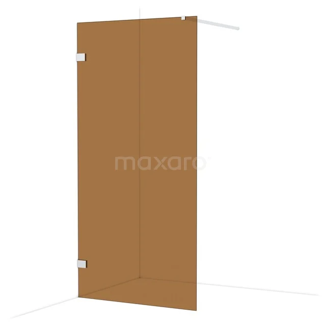Diamond Walk-in shower | 100 cm Chrome Bronze glass Fixed wall IDA10129C Mat copper walk-in shower wall made of tempered glass, sleek design, perfect for modern bathroom interiors.