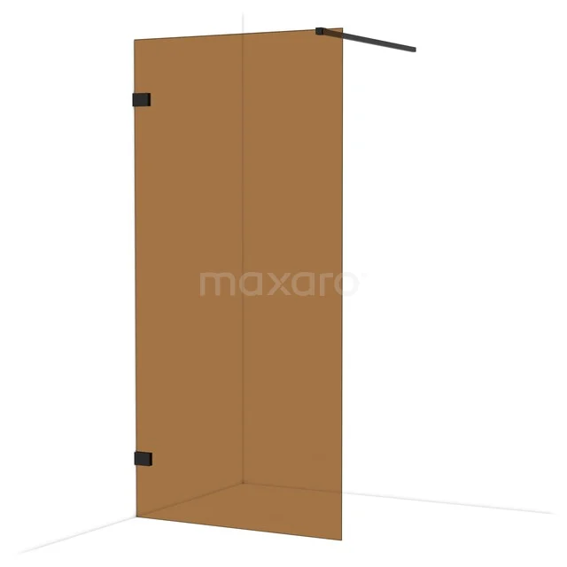 Diamond Walk-in shower | 100 cm Matte black Bronze glass Fixed wall IDA10129MB Bronze glass shower wall, matte black frame, modern bathroom design, single panel, sturdy construction, timeless appearance.