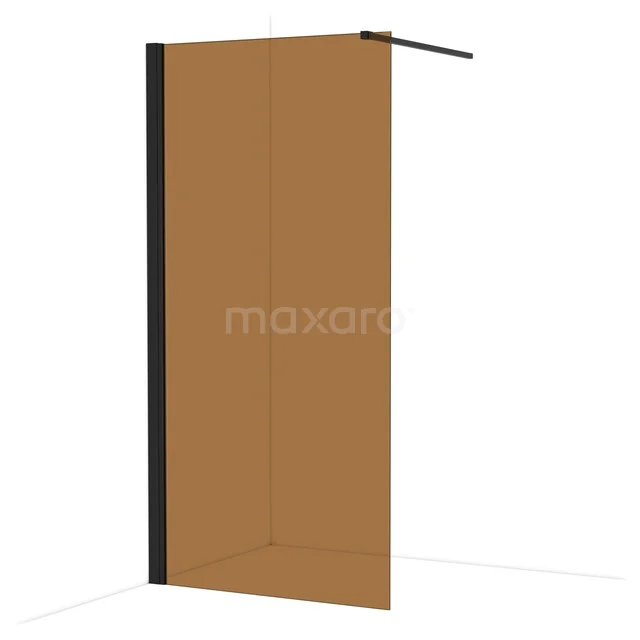 Diamond Walk-in shower | 100 cm Matte black Bronze glass Fixed wall IDA10139MB Brown glass shower wall with matte black profiles, modern styling and minimalist design; ideal for a stylish bathroom.