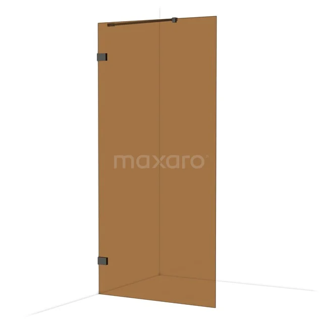 Diamond Walk-in shower | 100 cm Black chrome Bronsglas Fixed wall IDA10229BC Bronzen douchedeur met scharnieren, moderne glaswand voor badkamer, 8mm gehard glas, past bij industriële badkamerstijlen.