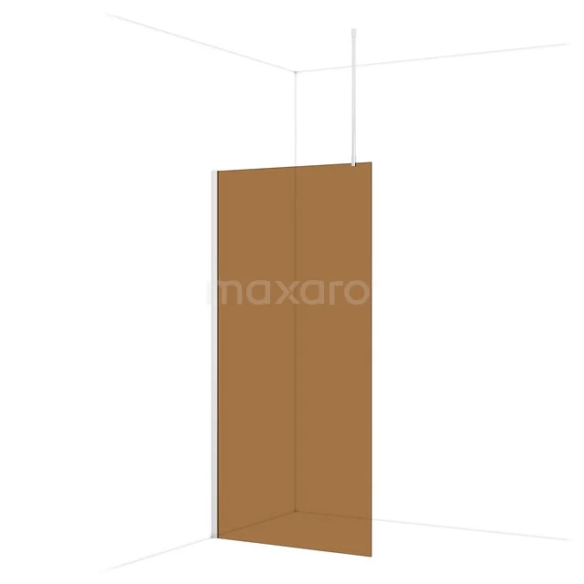 Shower wall brass-coloured glass, modern design, suitable for luxury bathroom furnishings.