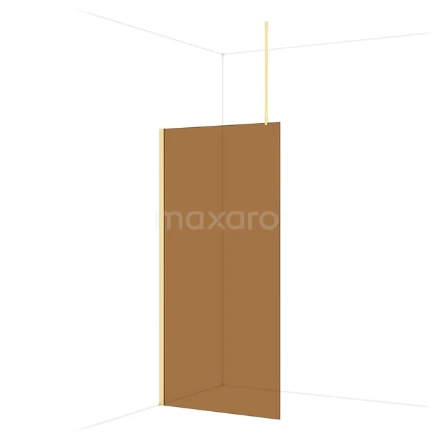 Diamond Walk-in shower | 100 cm Light gold Bronze glass Fixed wall IDA10719LG Bronze-coloured glass shower wall, minimalist design, ideal for modern bathrooms, series with gold accents.