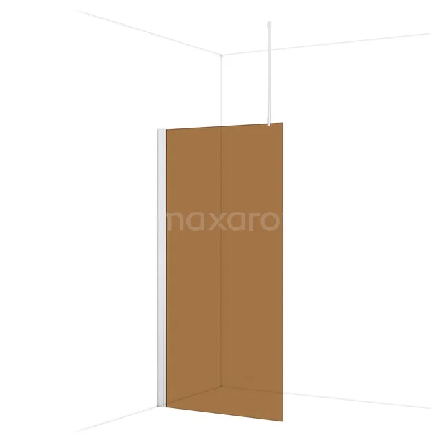 Diamond Walk-in shower | 100 cm Chrome Bronze glass Fixed wall IDA10739C Shower wall clear glass with copper-coloured coating, sleek square shape, ideal for a modern bathroom.