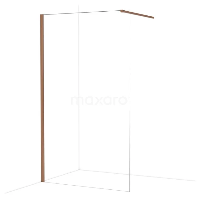 Diamond begehbare Dusche | 120 cm Glänzendes Kupfer Feste Wand IDA12110GKP Minimalistische Duschwand mit Holzprofil, transparentem Glas und modernem Design, ideal für eine stilvolle Badezimmer Einrichtung.