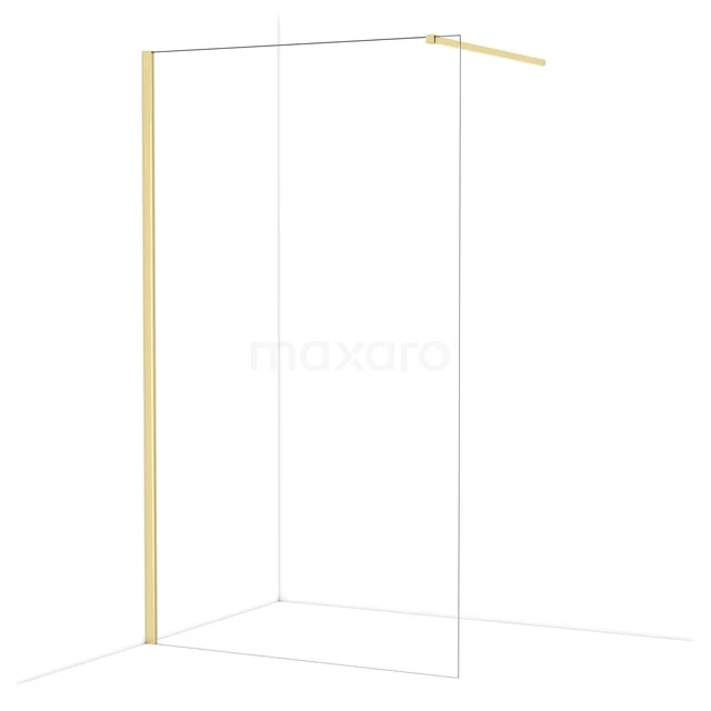 Diamond Walk-in shower | 120 cm Glossy light gold Clear glass Fixed wall IDA12110GLG Inloopdouche met helder glas, gouden profielen en subtiele uitstraling, ideaal voor een luxe badkamer.