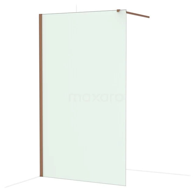 Diamond Inloopdouche | 120 cm Glanzend koper Matglas Vaste wand IDA12117GKP Zwarte metalen douchewand met houten profiel, minimalistisch design, ideaal voor een moderne badkamerstijl.