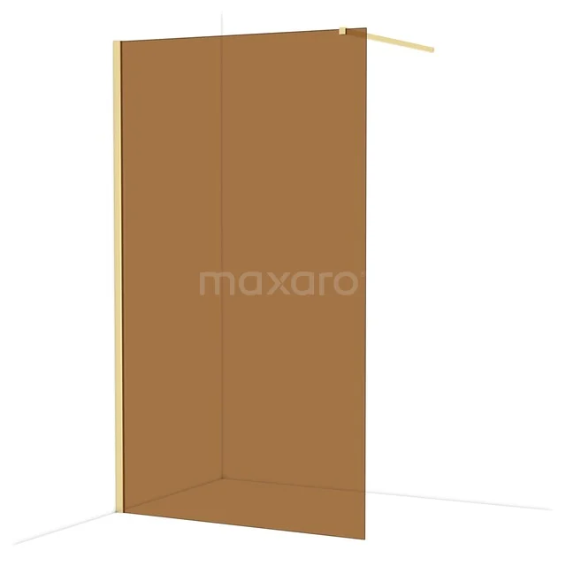 Golden shower wall made of glass, minimalist design, stylish addition to the modern bathroom.