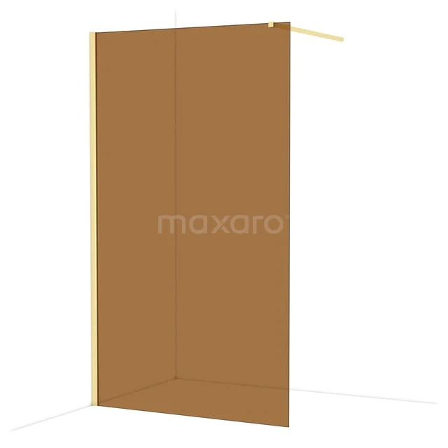 Diamond Walk-in shower | 120 cm Light gold Bronze glass Fixed wall IDA12119LG Golden shower wall with sleek glass panels, ideal for a modern bathroom, from the exclusive luxury series.