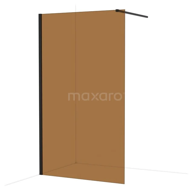 Diamond Inloopdouche | 120 cm Mat zwart Bronsglas Vaste wand IDA12119MB Bruine glazen douchewand met mat zwart frame, ideaal als stijlvolle badkamerafscheiding.