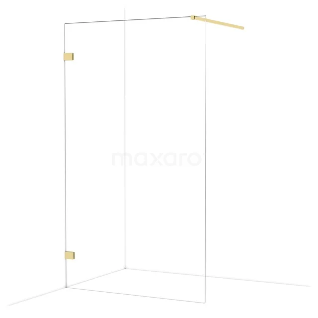 Diamond begehbare Dusche | 120 cm Glänzendes Hellgold Feste Wand IDA12120GLG Glas Duschwand mit einem minimalistischen Design, Goldverarbeitung und Klarglas, perfekt für ein stilvolles Badezimmer.