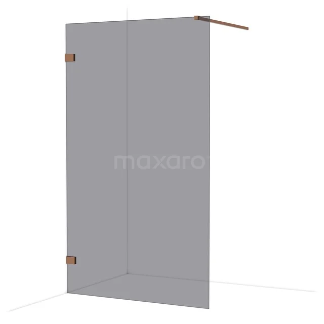 Diamond Walk-in shower | 120 cm Shiny copper Smoke glass Fixed wall IDA12121GKP Glazen douchewand met koperen details, modern design, ideaal voor een stijlvolle toevoeging aan de badkamer.