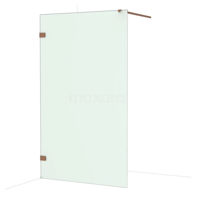 Zwarte industriële douchewand met mat glazen panelen, staalframe en goudkleurige details; een stijlvolle toevoeging aan de badkamer.