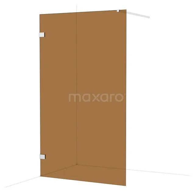 Diamond Walk-in shower | 120 cm Chrome Bronze glass Fixed wall IDA12129C Frosted glass shower wall in warm amber colour, minimalist design, ideal for a stylish bathroom upgrade.