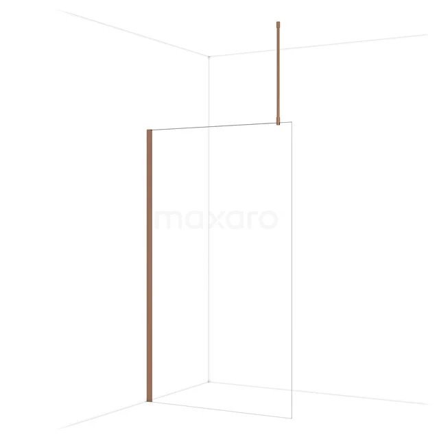 Diamond begehbare Dusche | 120 cm Glänzendes Kupfer Feste Wand IDA12710GKP Minimalistische Duschwand in Eckaufstellung, transparentes Glas mit stilvollen bronzen Profilen, perfekt für ein modernes Badezimmer.