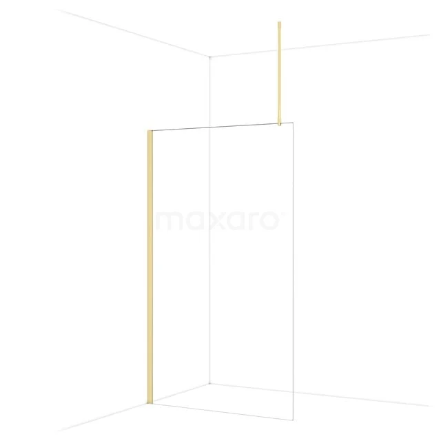 Diamond Inloopdouche | 120 cm Glanzend lichtgoud Helder glas Vaste wand IDA12710GLG Goudkleurige inloopdouche met strak profielontwerp, perfect voor een moderne badkamerstijl.