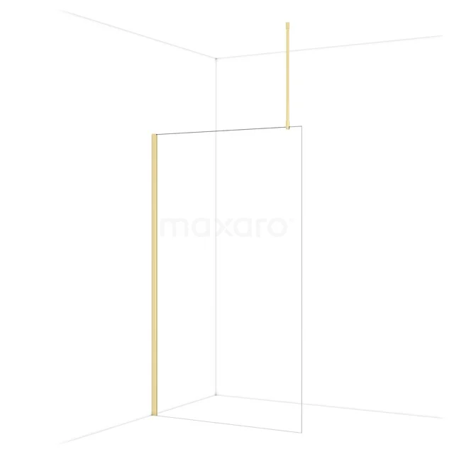 Diamond Walk-in shower | 120 cm Glossy light gold Clear glass Fixed wall IDA12710GLG Goudkleurige inloopdouche met strak profielontwerp, perfect voor een moderne badkamerstijl.