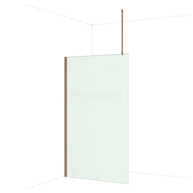 Diamond Walk-in shower | 120 cm Glanzend koper Frosted glass Fixed wall IDA12717GKP Zwarte industriële douchewand met matzwarte metalen frame en horizontale lijnen, perfect voor een moderne badkamerstijl.