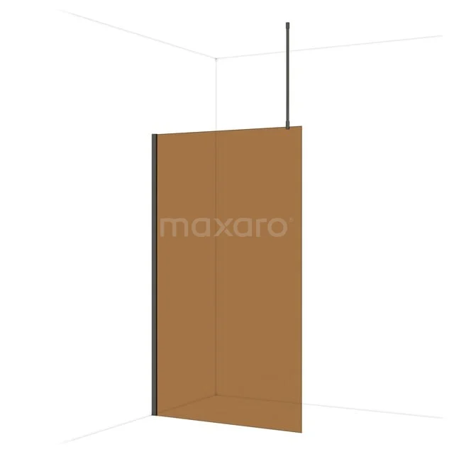 Diamond Inloopdouche | 120 cm Zwart chroom Bronsglas Vaste wand IDA12719BCN Matglazen douchewand bronskleurig, minimalistisch design, geschikt voor moderne badkamers, inclusief stevige metalen steun.