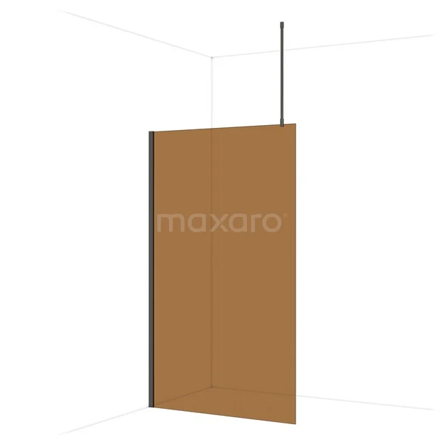 Diamond Walk-in shower | 120 cm Black chrome Bronze glass Fixed wall IDA12719BCN Bronze-coloured glass shower wall, minimalist design, suitable for modern bathrooms, including sturdy metal support.