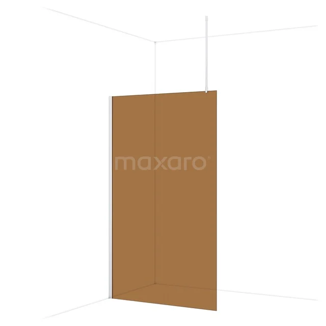 Diamond Walk-in shower | 120 cm Chrome Bronze glass Fixed wall IDA12719C Brown glass shower screen with a sleek design, ideal for a modern bathroom decor.