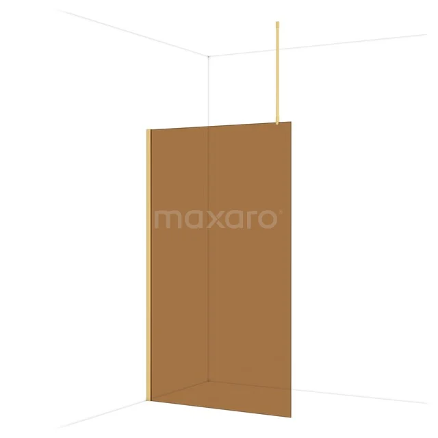 Diamond Walk-in shower | 120 cm Gold Bronze glass Fixed wall IDA12719GGN Brown glass shower wall with gold-coloured profile, modern look, ideal for a stylish bathroom decor.
