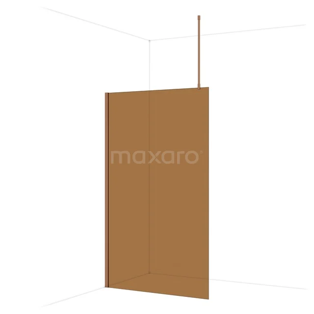 Shower screen amber-coloured glass, minimalist design, ideal for modern bathrooms, with matte metallic profile.