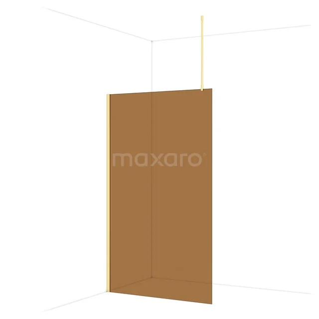 Diamond Walk-in shower | 120 cm Light gold Bronze glass Fixed wall IDA12719LG Gold glass shower wall without frame, modern design, ideal as a stylish bathroom solution.