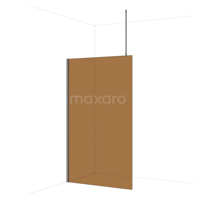 Diamond Walk-in shower | 120 cm Black metal Bronze glass Fixed wall IDA12719ZMN Shower wall brown glass, sleek design, suitable for modern bathrooms, with aluminium profile for sturdy attachment.
