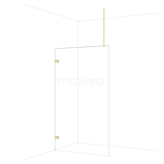 Glas Duschwand mit goldfarbenen Akzenten, minimalistisches Design, elegante Ergänzung zu einem modernen Badezimmer.
