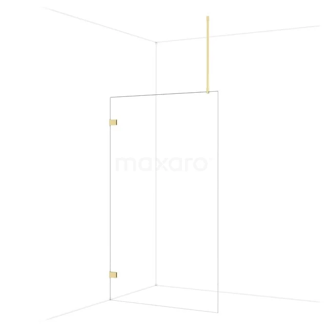 Glas Duschwand mit goldfarbenen Akzenten, minimalistisches Design, elegante Ergänzung zu einem modernen Badezimmer.
