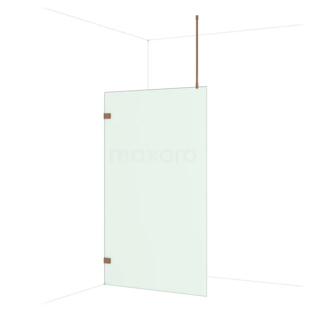 Diamond Walk-in shower | 120 cm Glanzend koper Frosted glass Fixed wall IDA12727GKP Zwarte aluminium douchewand met industrieel design en houten details, perfect als stijlvolle scheidingswand voor de badkamer.
