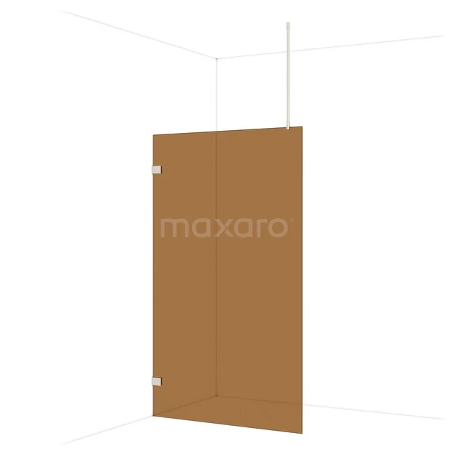 Diamond Walk-in shower | 120 cm Stainless steel Bronze glass Fixed wall IDA12729BR Brown glass shower wall with minimalist design, suitable for a modern bathroom.