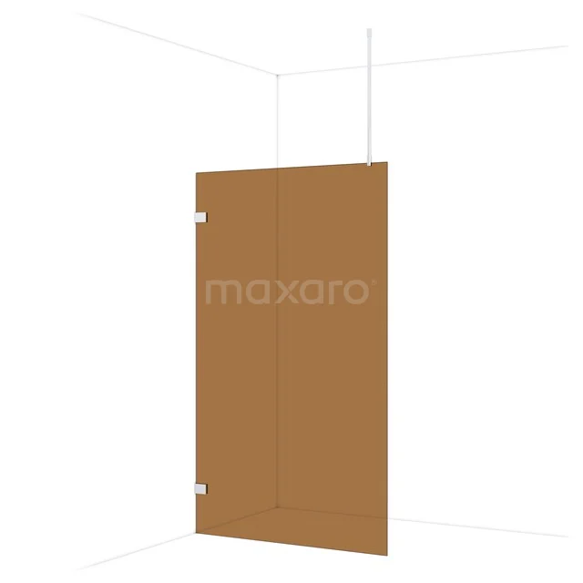 Diamond Walk-in shower | 120 cm Chrome Bronze glass Fixed wall IDA12729C Matte bronze shower wall, rectangular design, perfect for a modern bathroom, with glass panel and sturdy hinges.