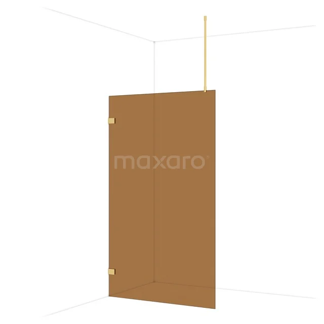 Diamond Walk-in shower | 120 cm Gold Bronsglas Fixed wall IDA12729GG Glazen douchewand, bronskleurig, minimalistisch design met gouden accenten, ideaal voor moderne badkamerinrichting.